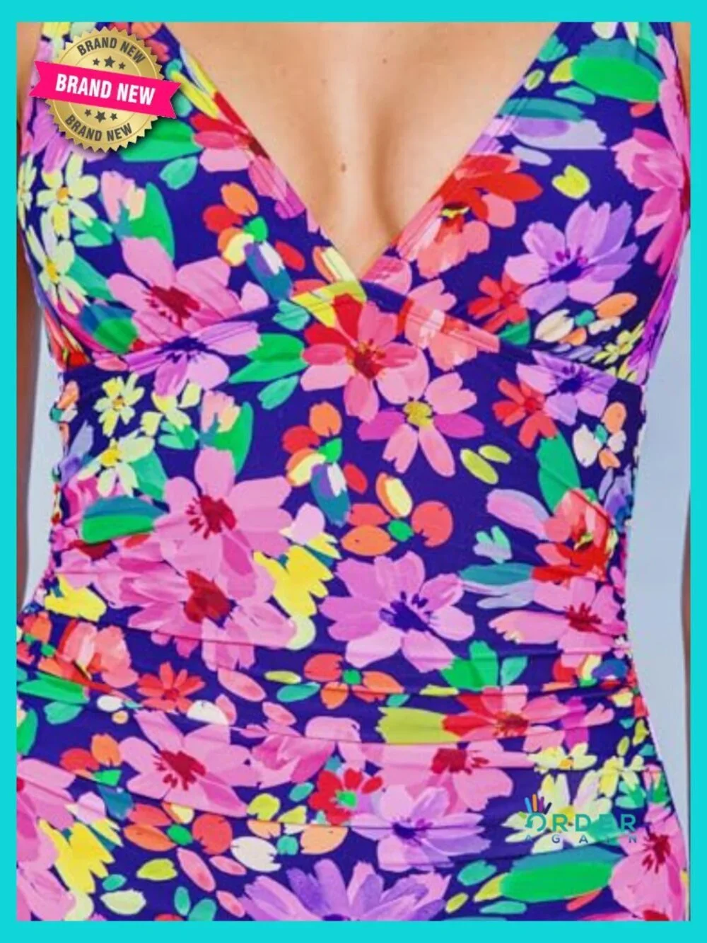 One Piece Swimsuit Long Torso Tummy Control V Neck Double Straps Back Cutout